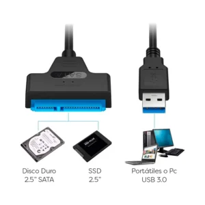CABLE USB + tipo c  3.0 A SATA 2.5"